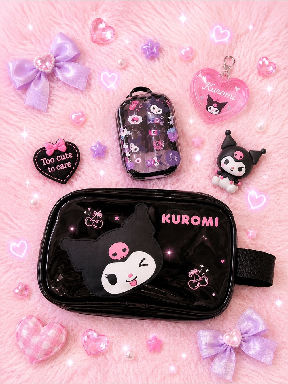 Sanrio Kuromi Cosmetic Bag + Refillable Travel Bottle Set – NWT